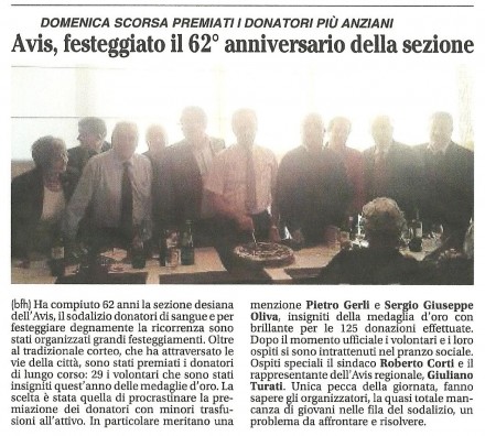 62° Anniversario di Fondazione - AVIS COMUNALE DESIO