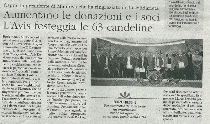 63° Anniversario - AVIS COMUNALE DESIO